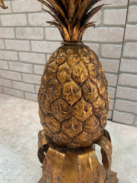 Hollywood Regency Sculptural Pineapple Gold Gilt Side Accent Table