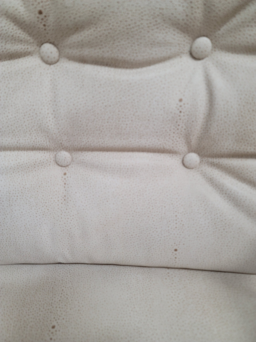 Mid Century Modern Milo Baughman Chrome Flat Bar Chair Newly Reupholstered in Cream Leather