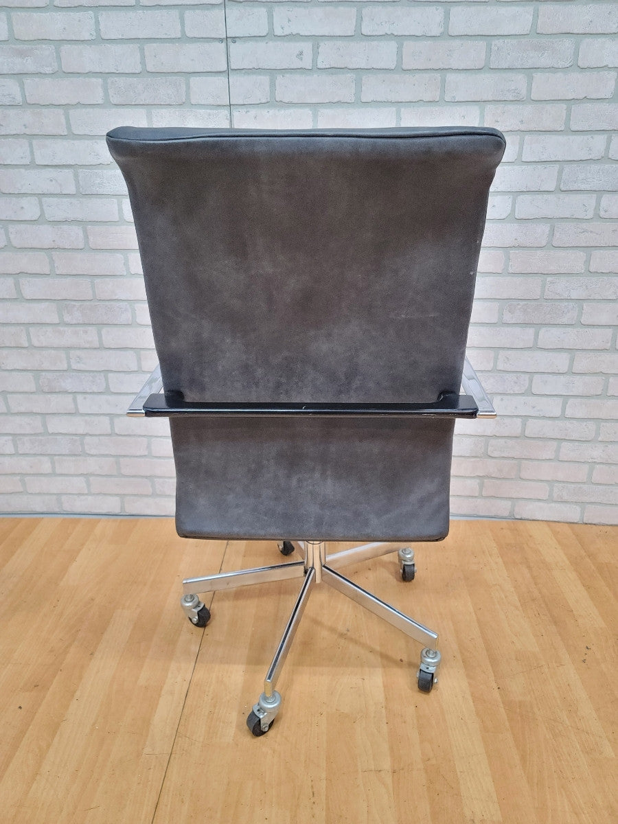 Mid Century Modern Peter Protzman for Herman Miller High Back Swivel Office Chair on Casters Newly Upholstered