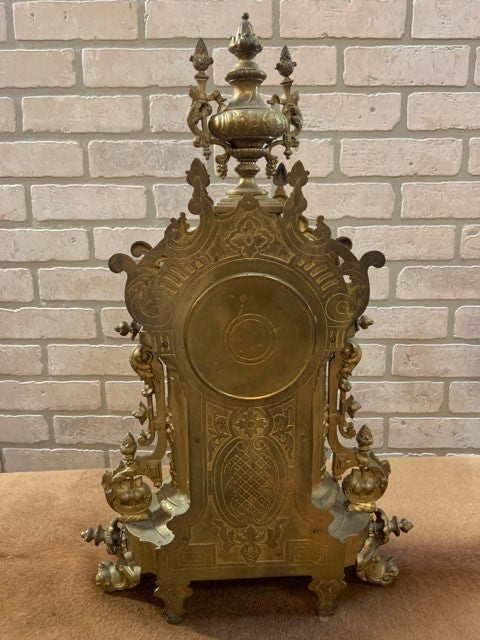 Antique Victorian Ornate Mantle Clock and 2 Candelabras -  Garniture Set