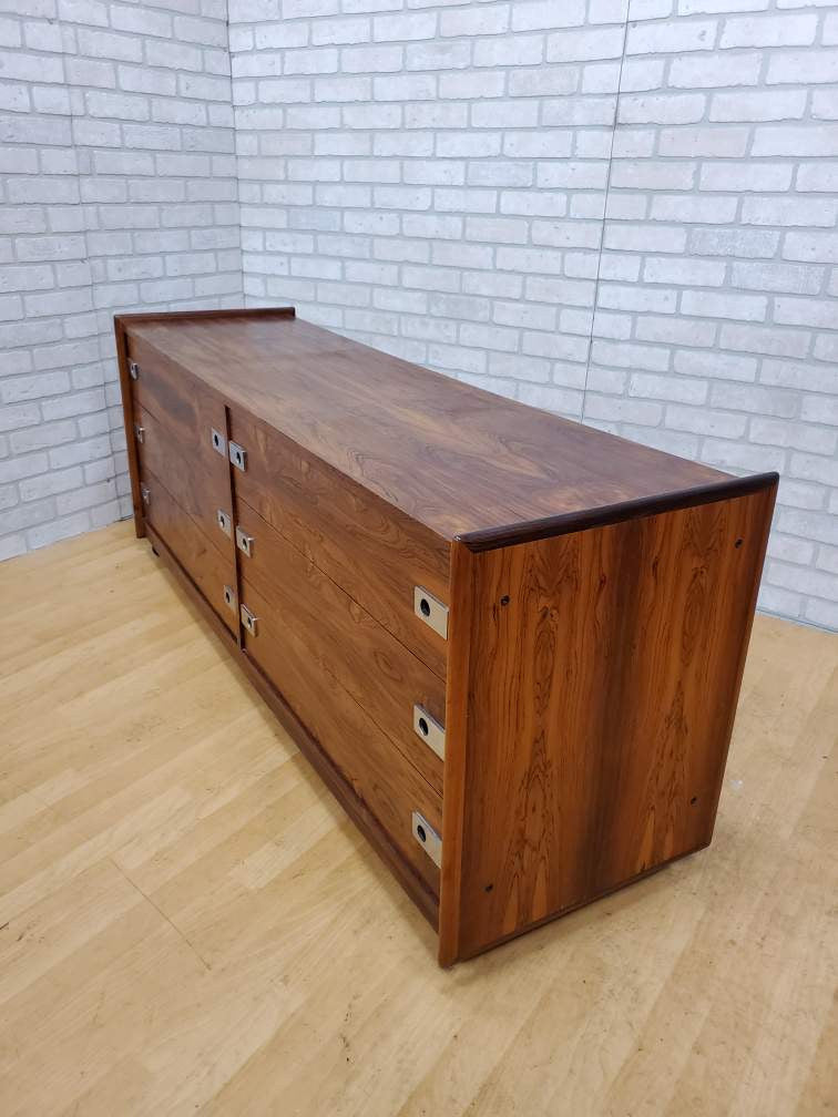 Vintage Arne Vodder Styled Rosewood Lowboy 6 Drawer Dresser