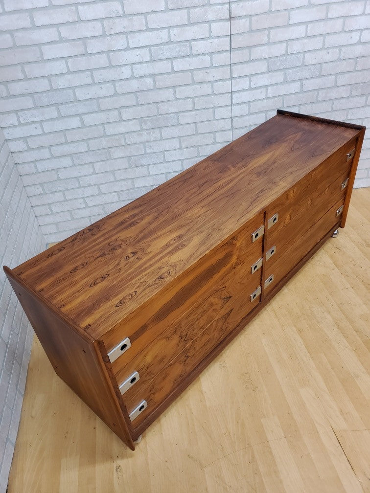 Vintage Arne Vodder Styled Rosewood Lowboy 6 Drawer Dresser