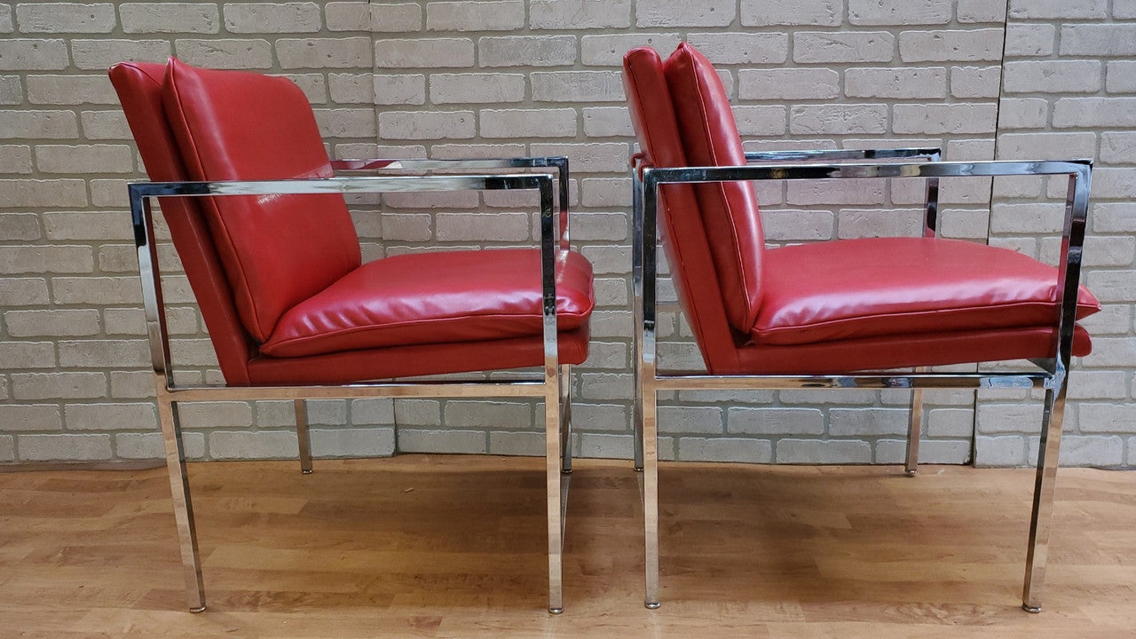 Mid Century Modern Milo Baughman Side Chairs Newly Reupholstered - Pair