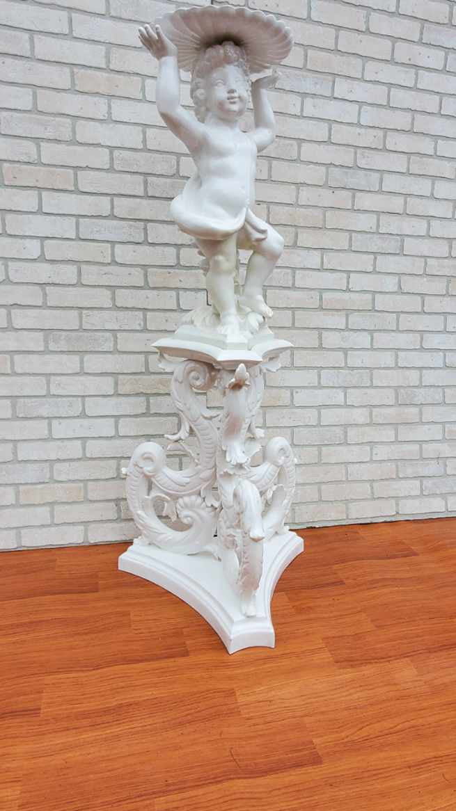 Antique Italian Victorian Figural Cherub Plant Stand Floor Sculpture