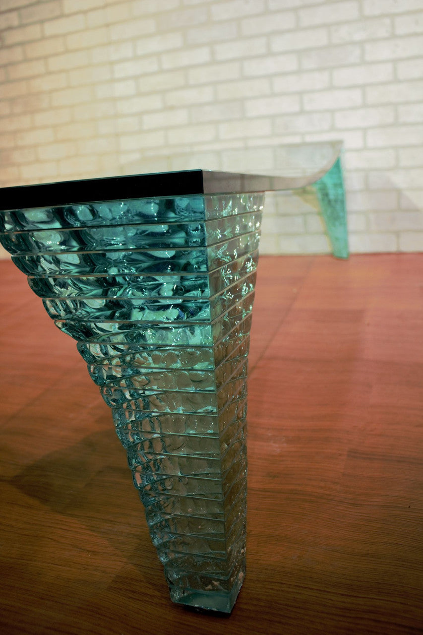 Danny Lane for Fiam Italia Atlas Curved Hand Sculpted Glass Coffee Table