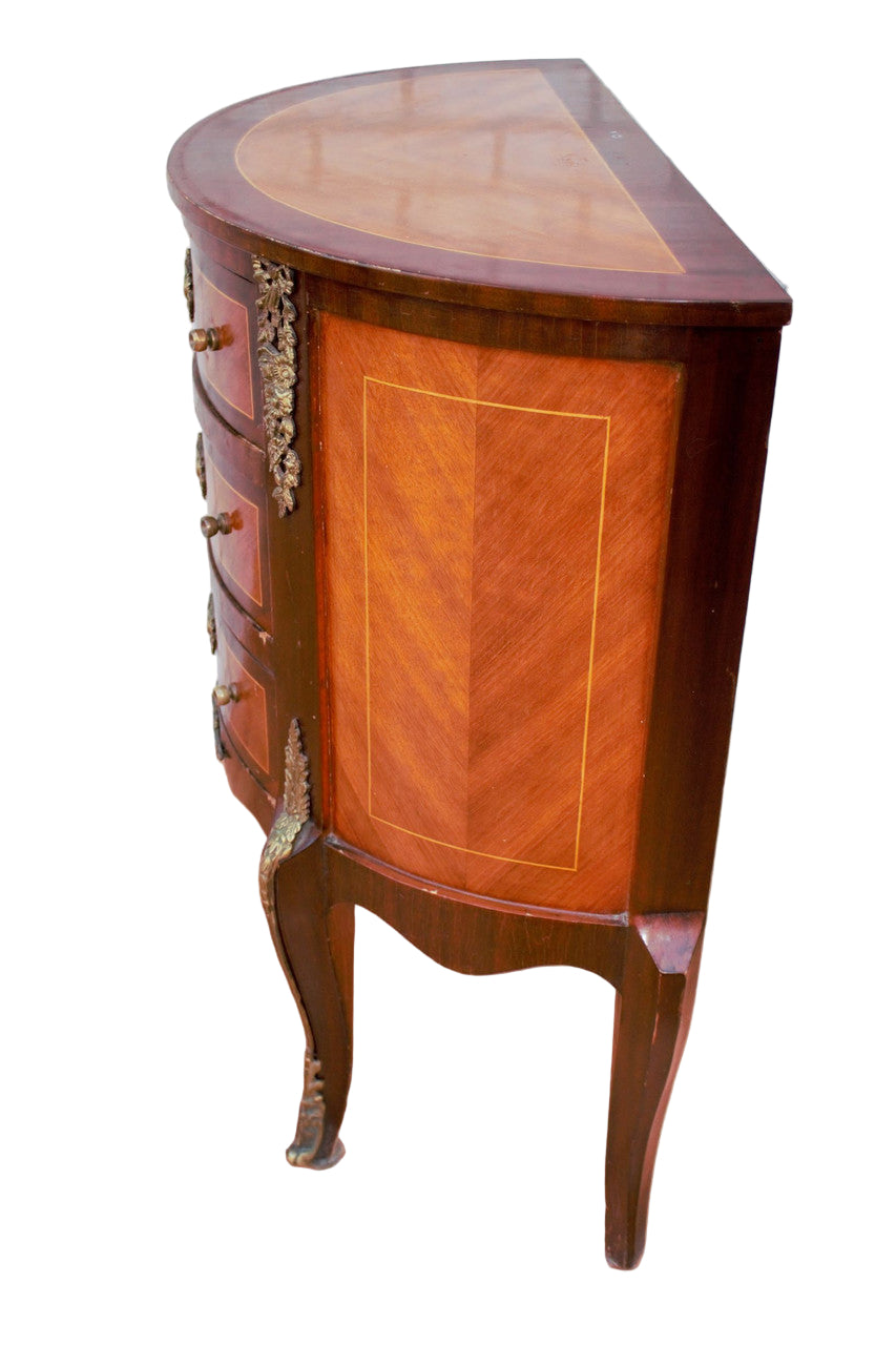 Antique French Louis XVI Style Marquetry Brass Ormolu Detailed Commode