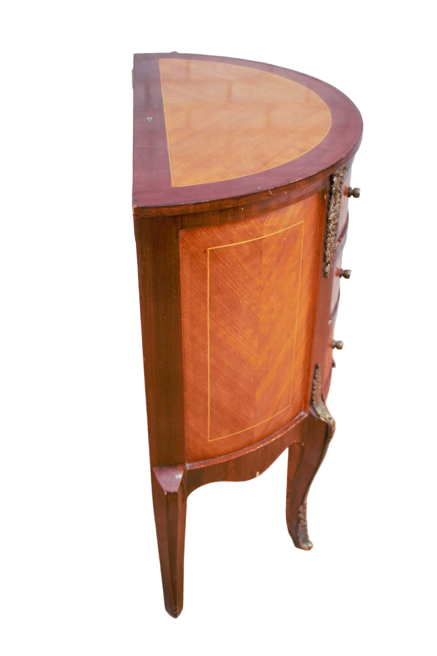 Antique French Louis XVI Style Marquetry Brass Ormolu Detailed Commode