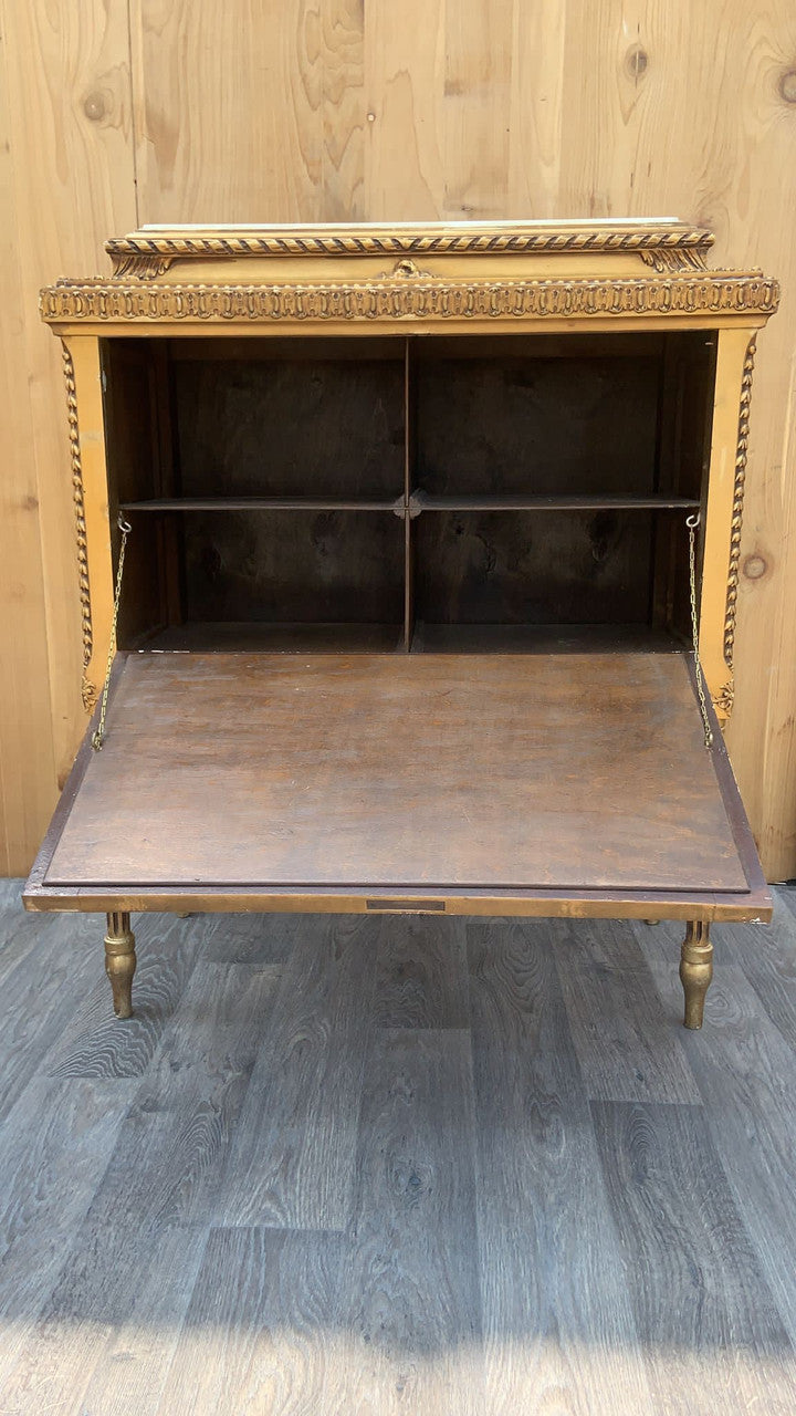 Antique Italian Rococo Style Painted Gilt and Onyx Storage Cabinet/Dry Bar