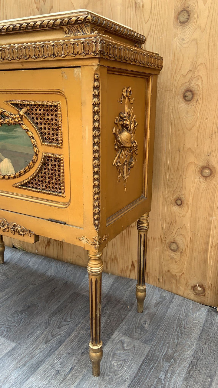 Antique Italian Rococo Style Painted Gilt and Onyx Storage Cabinet/Dry Bar