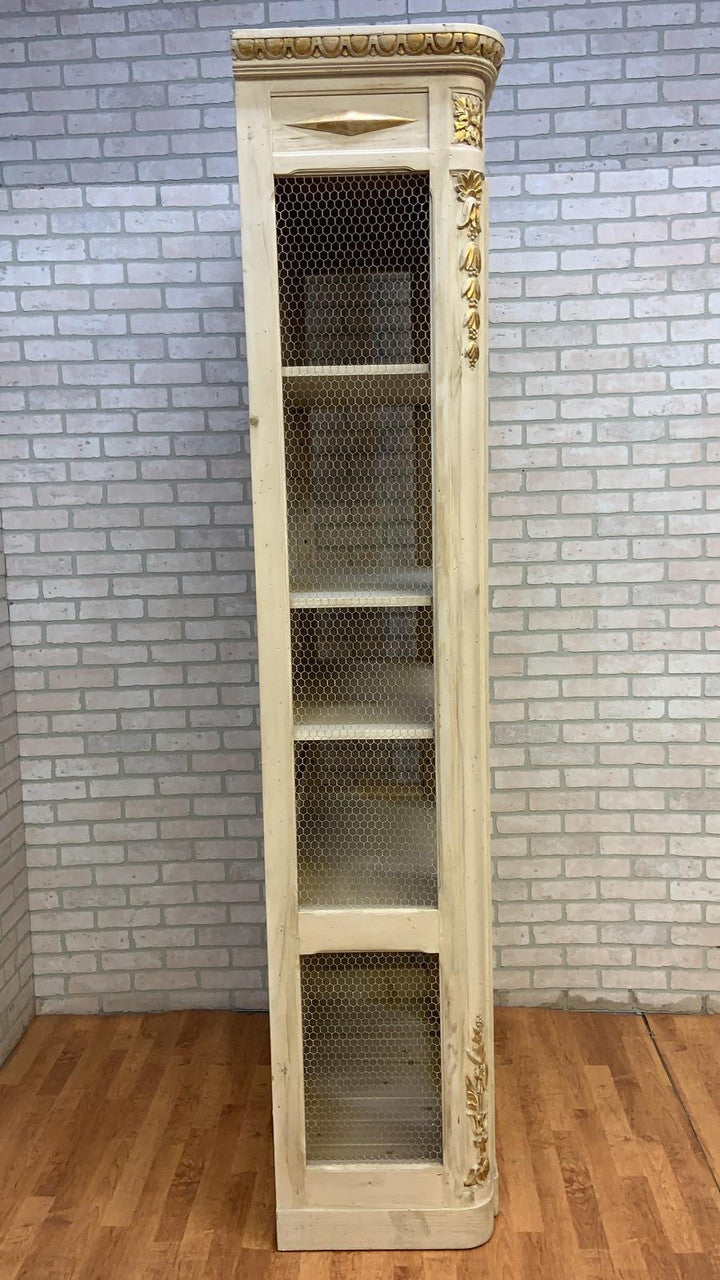 Vintage Parisian Carved White and Gold-Leaf Display/Curio Cabinet