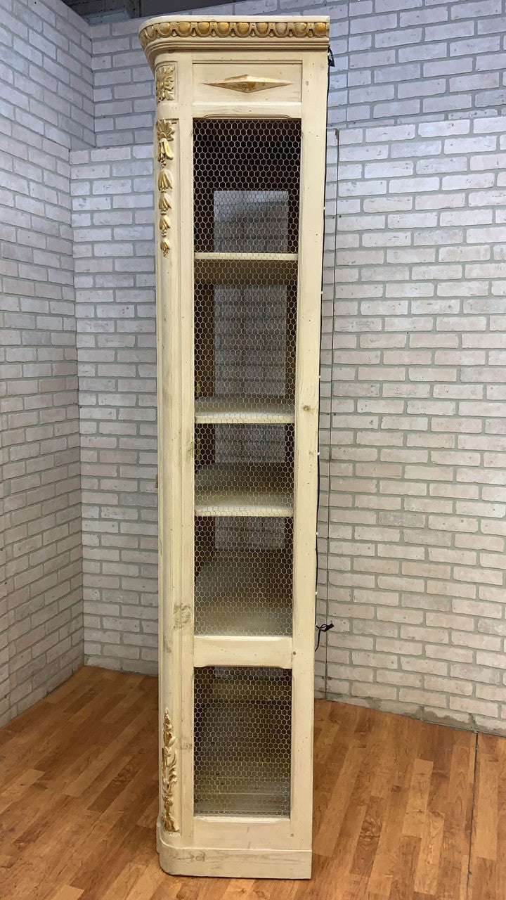 Vintage Parisian Carved White and Gold-Leaf Display/Curio Cabinet