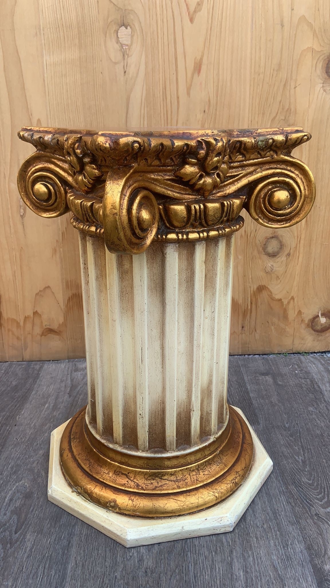 Vintage Gold Gilt Apollo Bust with Column Pedestal