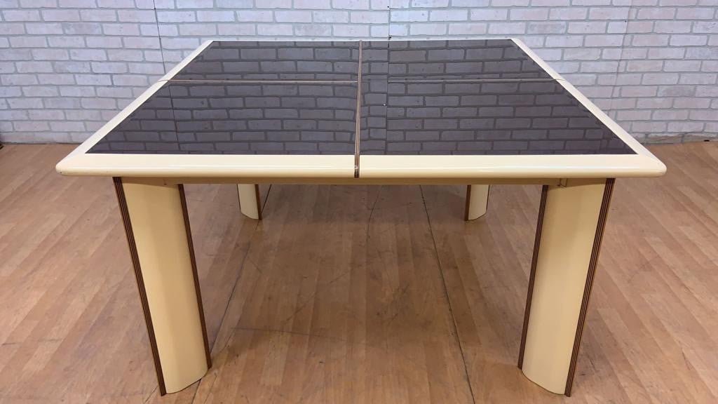 Mid Century Modern Cream Lacquered Tinted Mirror Table by Roche Bobois