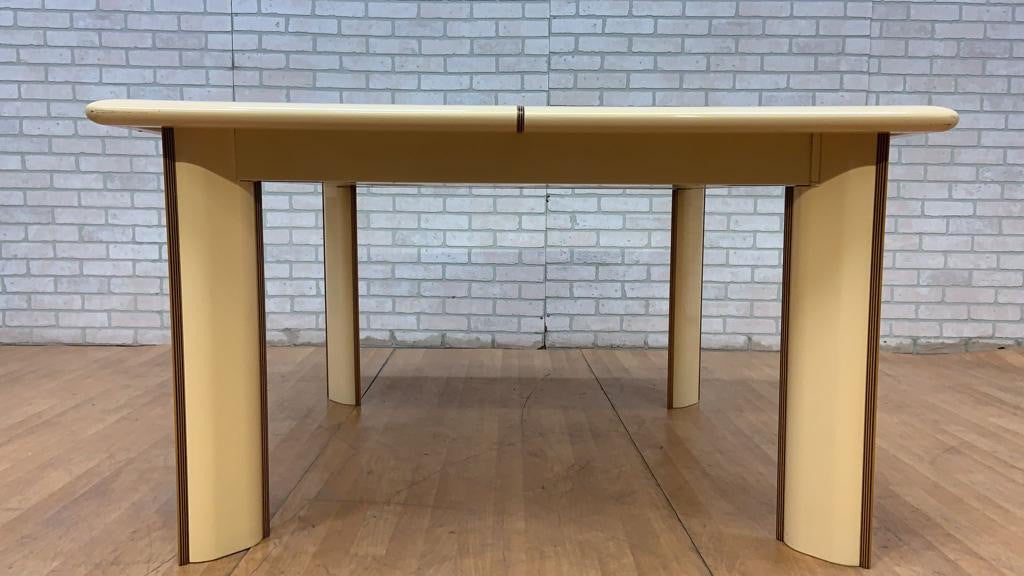 Mid Century Modern Cream Lacquered Tinted Mirror Table by Roche Bobois