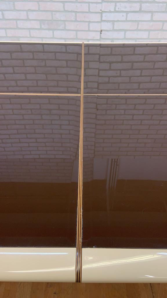 Mid Century Modern Cream Lacquered Tinted Mirror Table by Roche Bobois