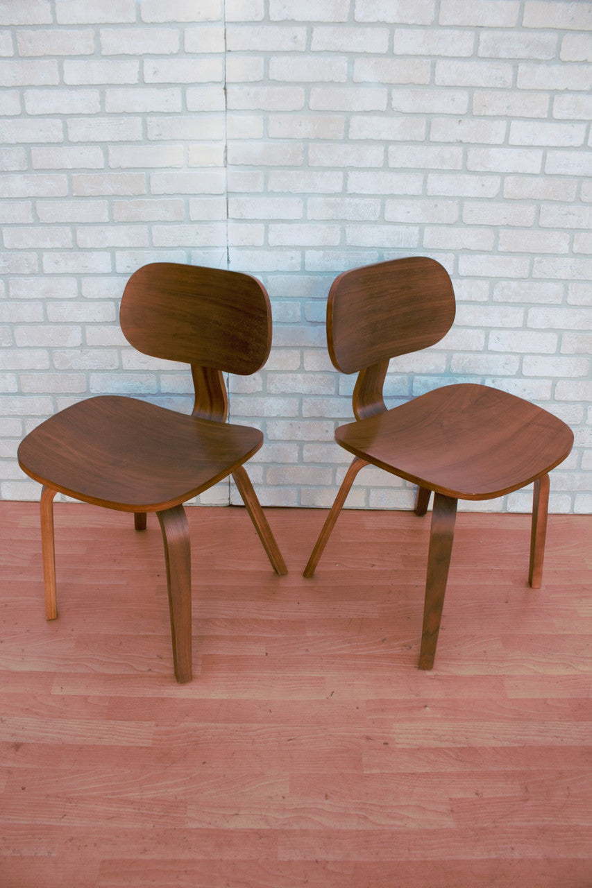 Handcrafted Custom Bent Mahogany Chairs - Pair