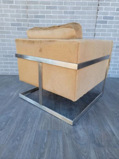 Mid Century Modern Milo Baughman For Thayer Coggin T-Back Floating Cube Chair Newly Upholstered