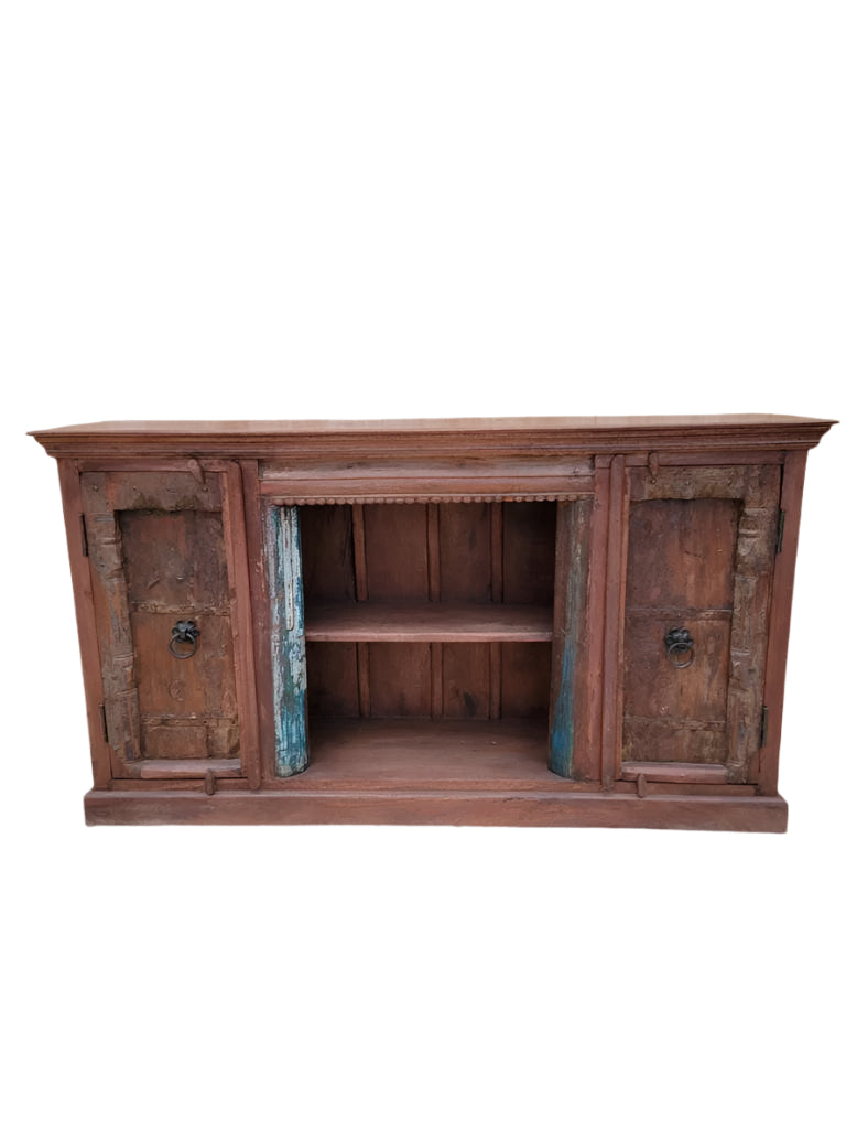 Antique Moroccan Rustic Reclaimed Wood Media Cabinet