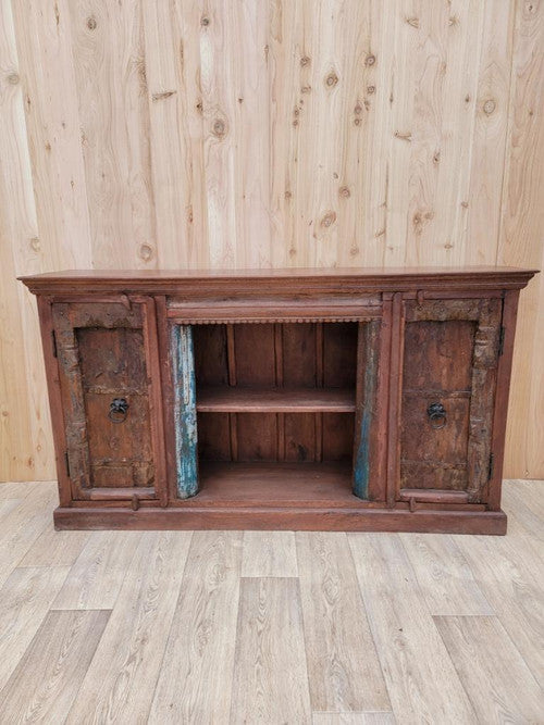 Antique Moroccan Rustic Reclaimed Wood Media Cabinet