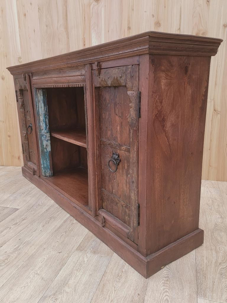 Antique Moroccan Rustic Reclaimed Wood Media Cabinet