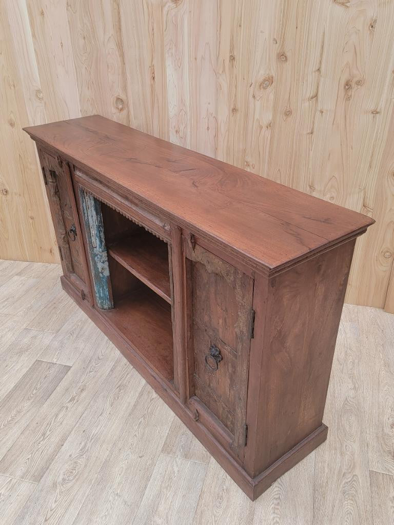 Antique Moroccan Rustic Reclaimed Wood Media Cabinet
