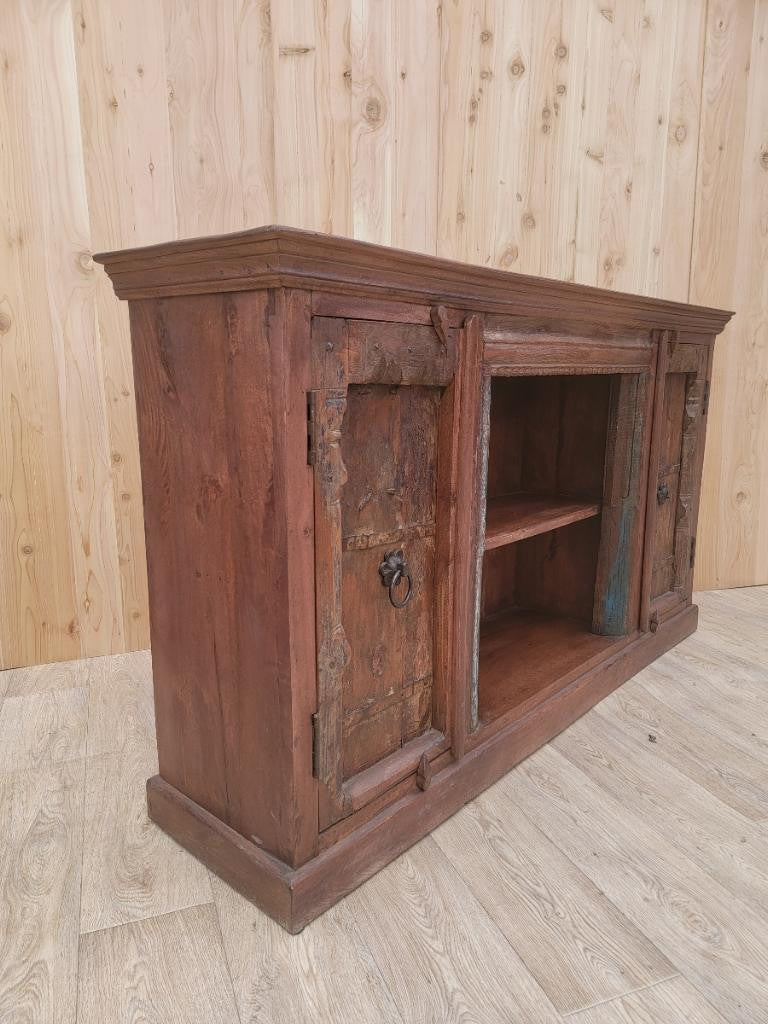 Antique Moroccan Rustic Reclaimed Wood Media Cabinet