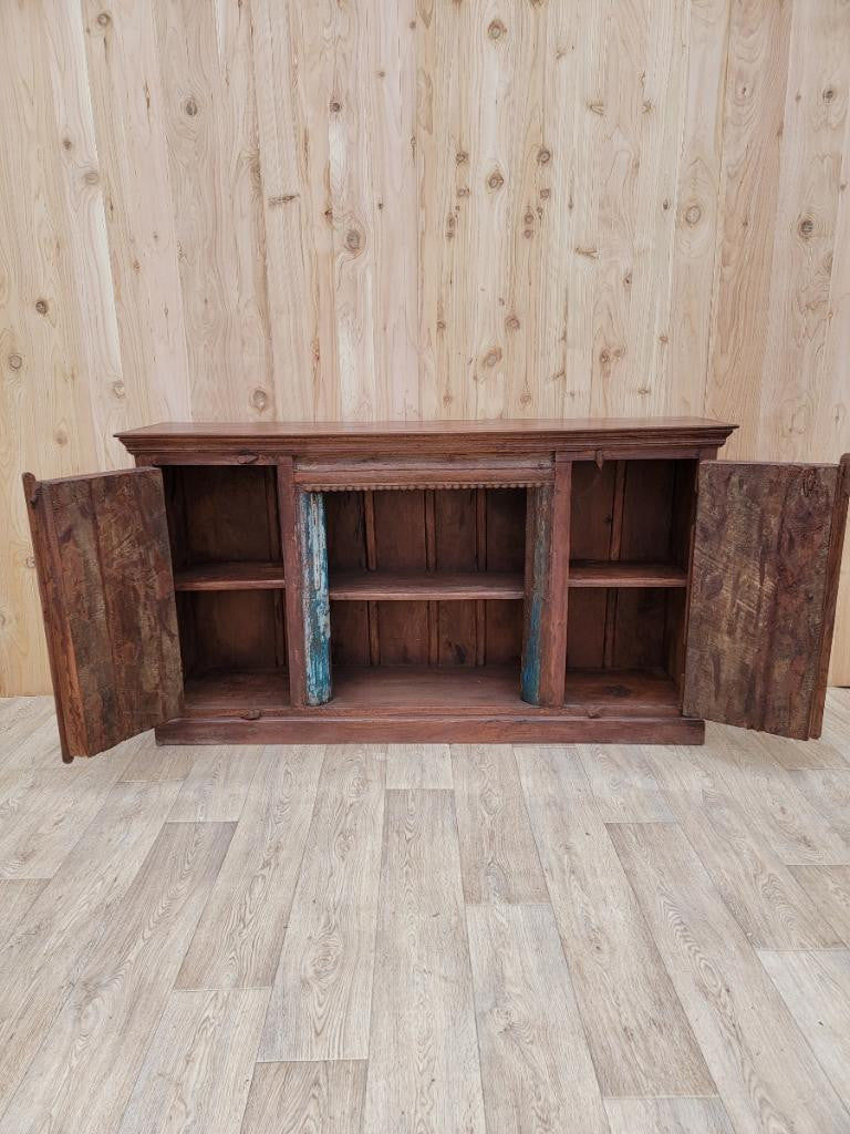 Antique Moroccan Rustic Reclaimed Wood Media Cabinet