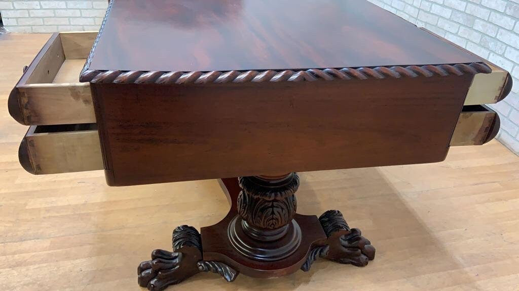 Antique Empire Carved Mahogany Partner’s Desk