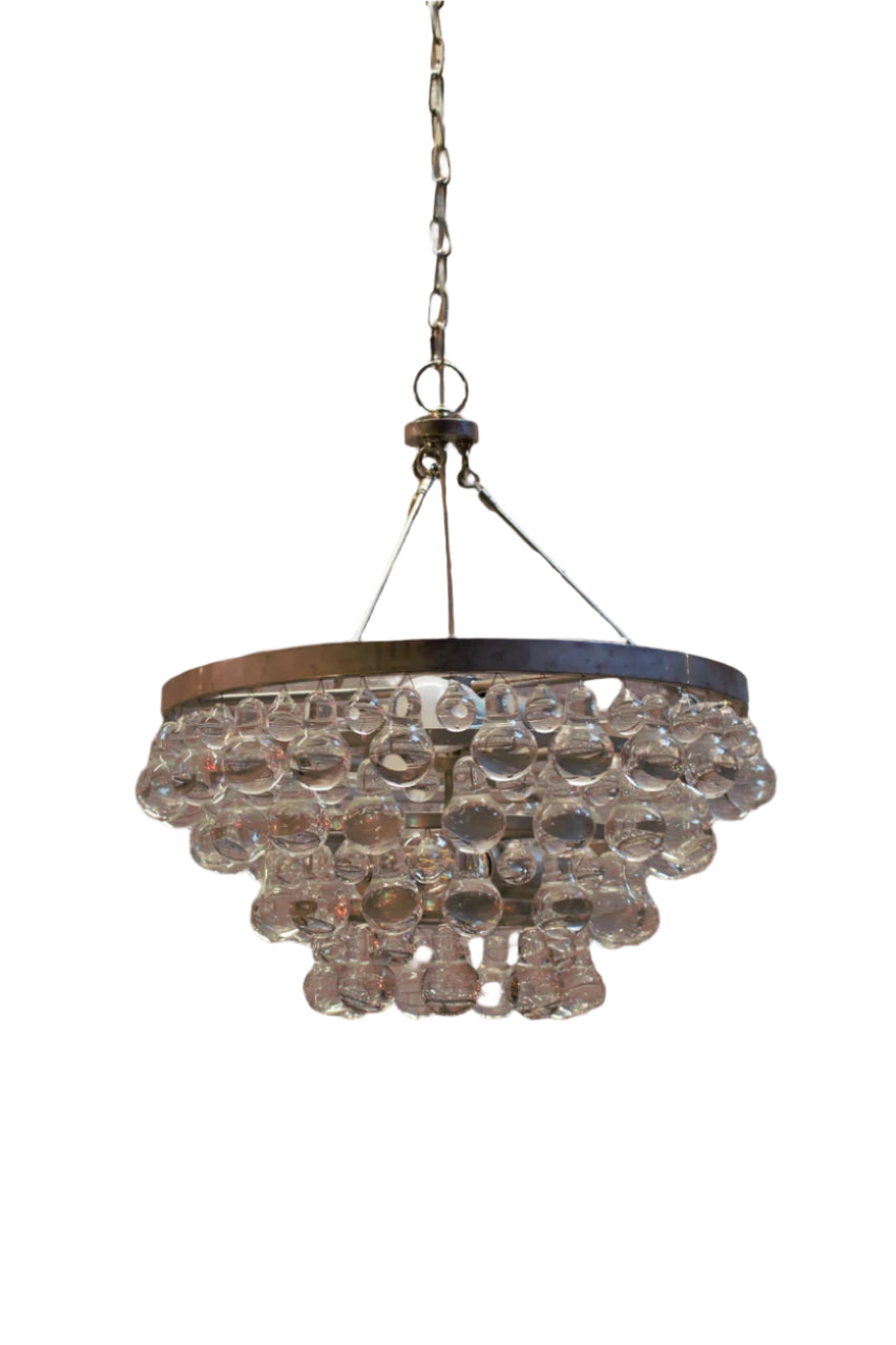 Mid Century Modern Chandelier with Glass Pear Shaped Pendalogues by Kalmar