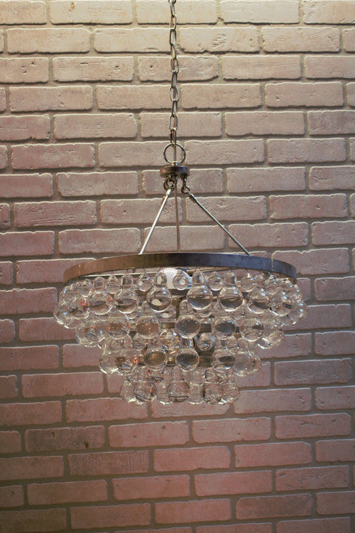 Mid Century Modern Chandelier with Glass Pear Shaped Pendalogues by Kalmar