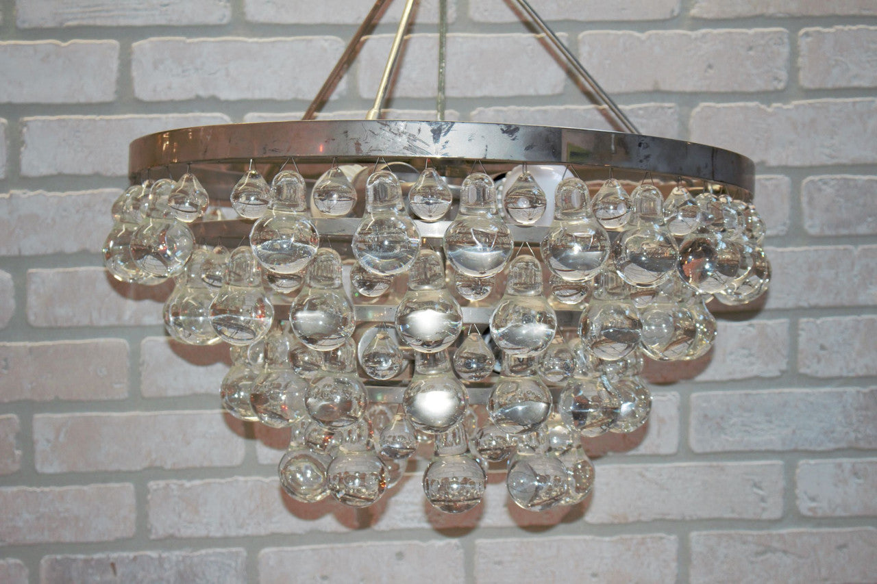 Mid Century Modern Glass Chandelier with Pear Shaped Pendalogues by Kalmar