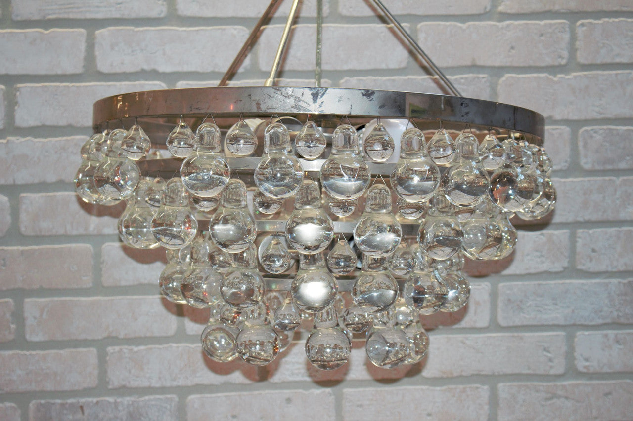 Mid Century Modern Chandelier with Glass Pear Shaped Pendalogues by Kalmar