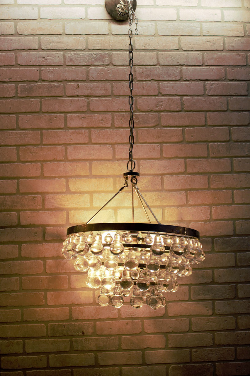 Mid Century Modern Chandelier with Glass Pear Shaped Pendalogues by Kalmar