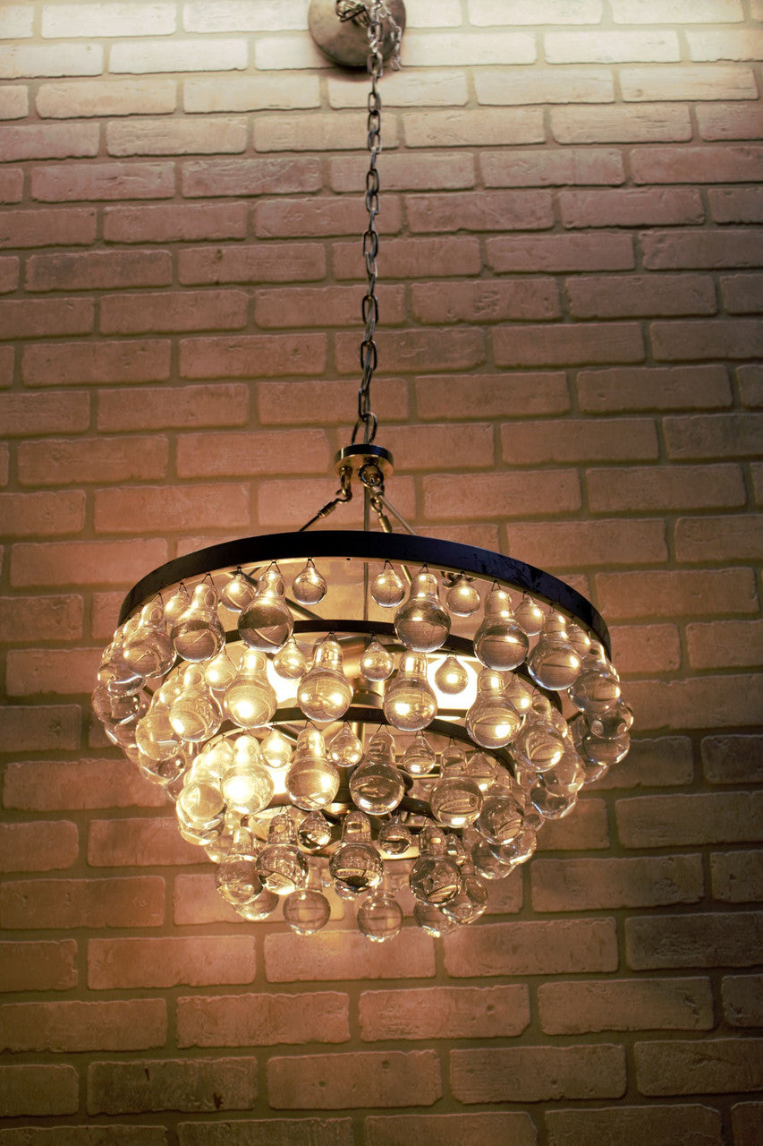 Mid Century Modern Chandelier with Glass Pear Shaped Pendalogues by Kalmar