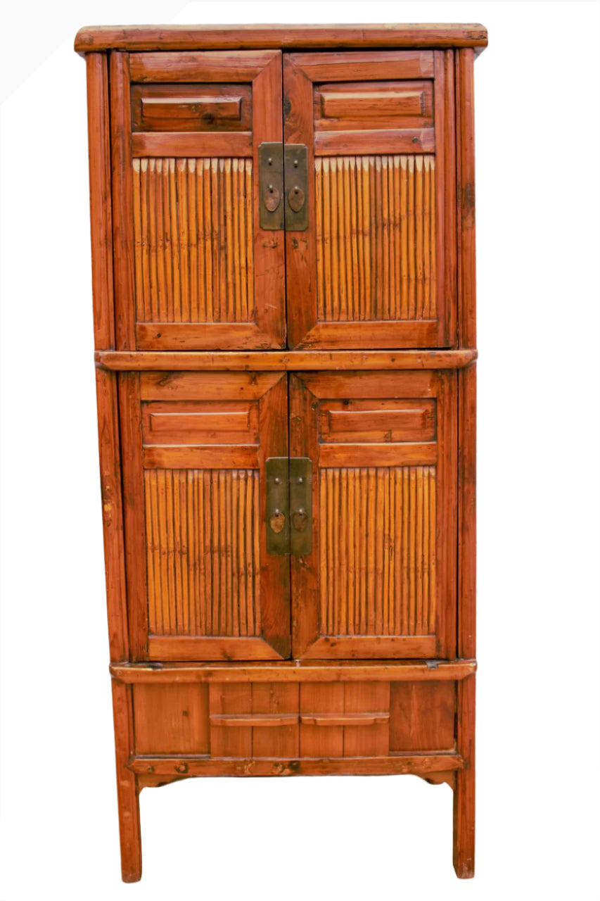 Chinese Qing Dynasty Cabinet with Bamboo and Sliding Panels