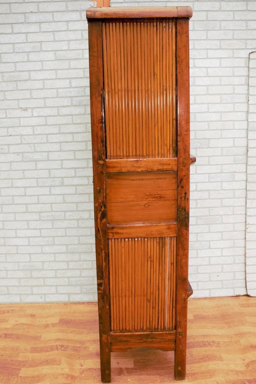 Chinese Qing Dynasty Cabinet with Bamboo and Sliding Panels