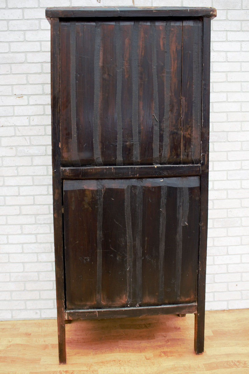 Chinese Qing Dynasty Cabinet with Bamboo and Sliding Panels
