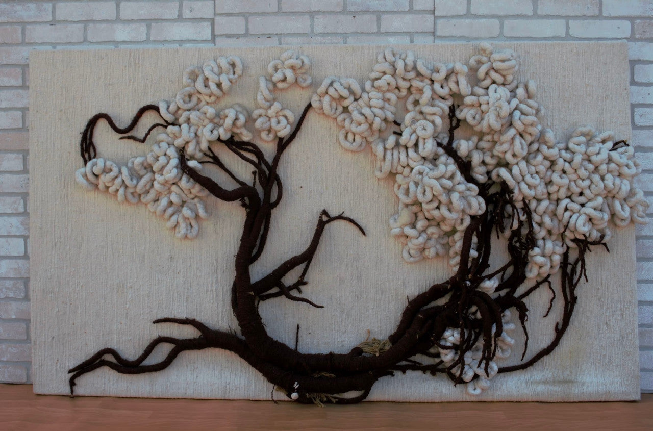 Vintage Hand Made Fiber Art Weaving Joshua Tree Wall Art