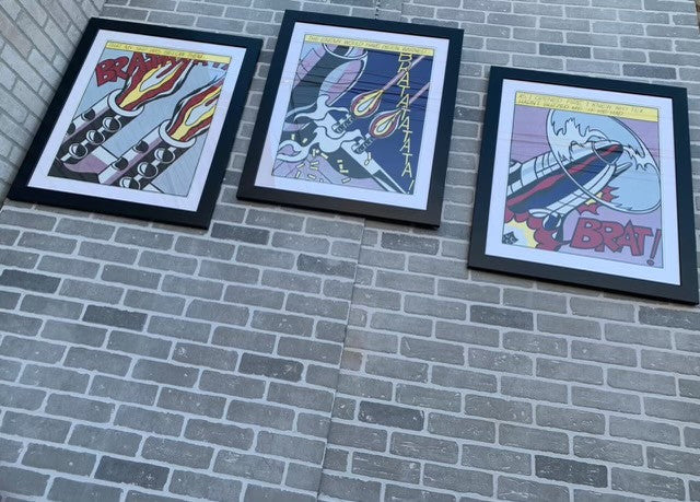 Vintage Framed Roy Lichtenstein Lithograph Triptych "As I Opened Fire" Prints, Stedelijk Museum - Set of 3
