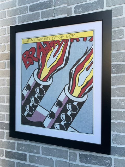 Vintage Framed Roy Lichtenstein Lithograph Triptych "As I Opened Fire" Prints, Stedelijk Museum - Set of 3