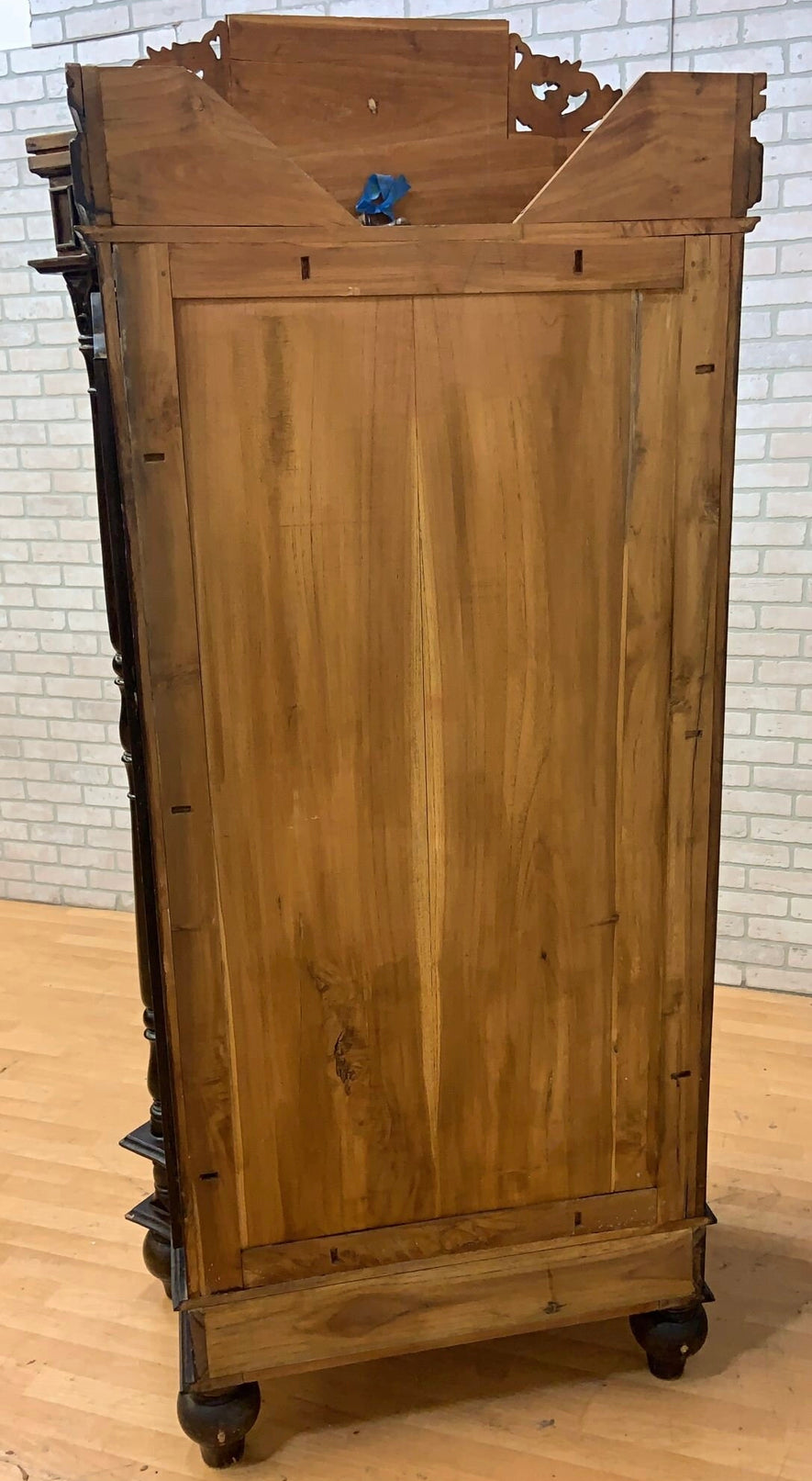 Antique French Carved Oak Glass Front Vitrine Display Cabinet