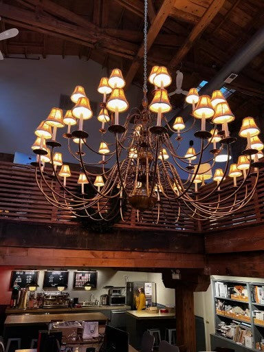 Vintage Williamsburg Style Spanish Brass 2 Tier Spider Arm Chandelier