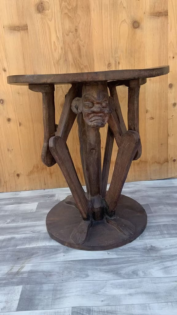 Antique African Tribal Figural Carved Table