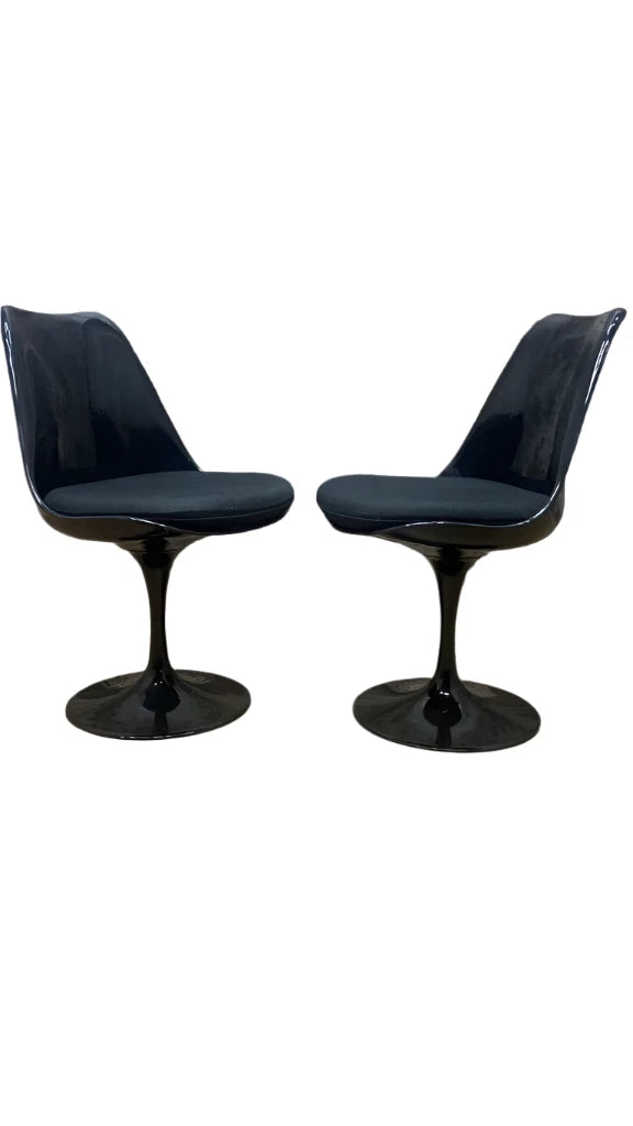 Mid Century Modern Black Swivel Tulip Dining Chairs - Set of 2