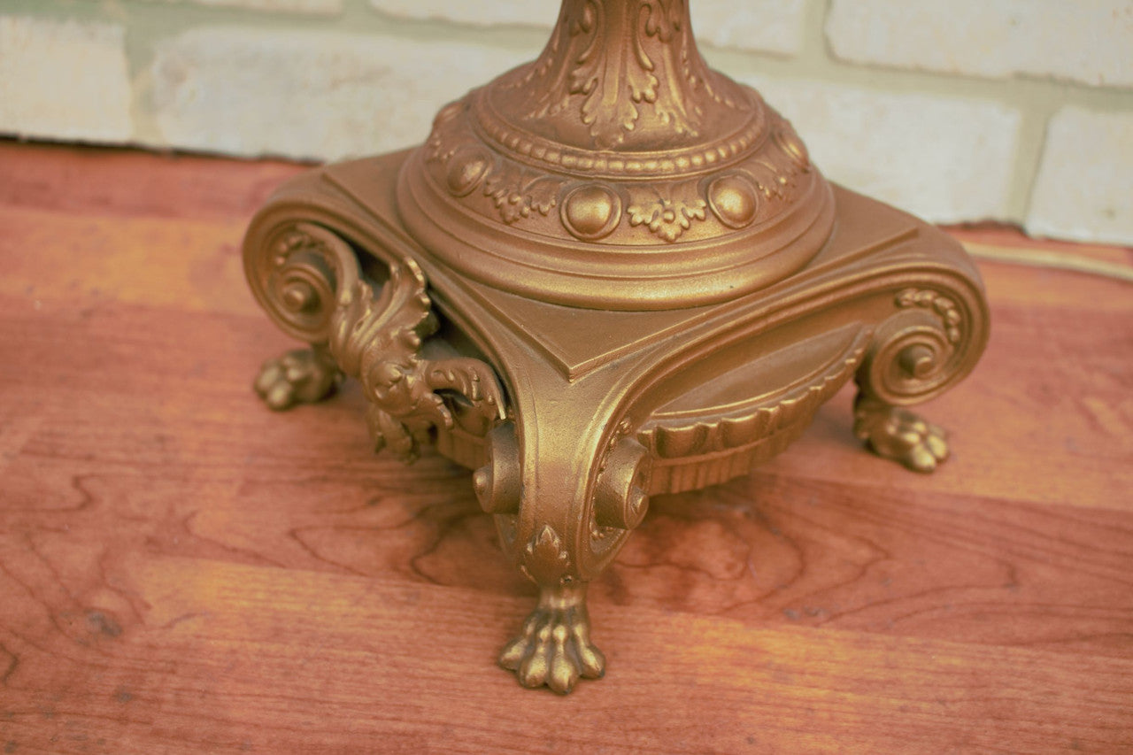 Antique Art Nouveau Victorian French Bronze Figural Ornate Cobalt Blue Table Lamp