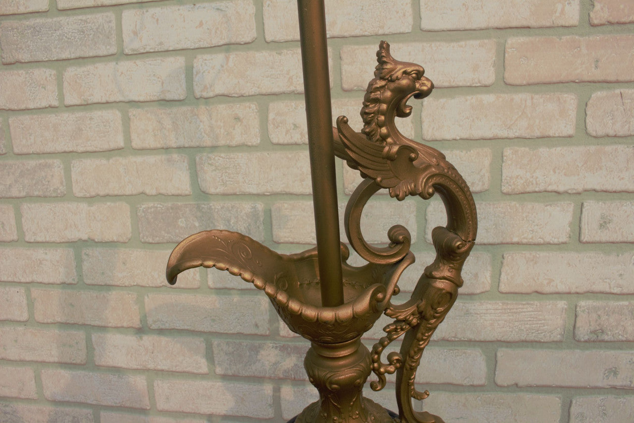 Antique Art Nouveau Victorian French Bronze Figural Ornate Cobalt Blue Table Lamp