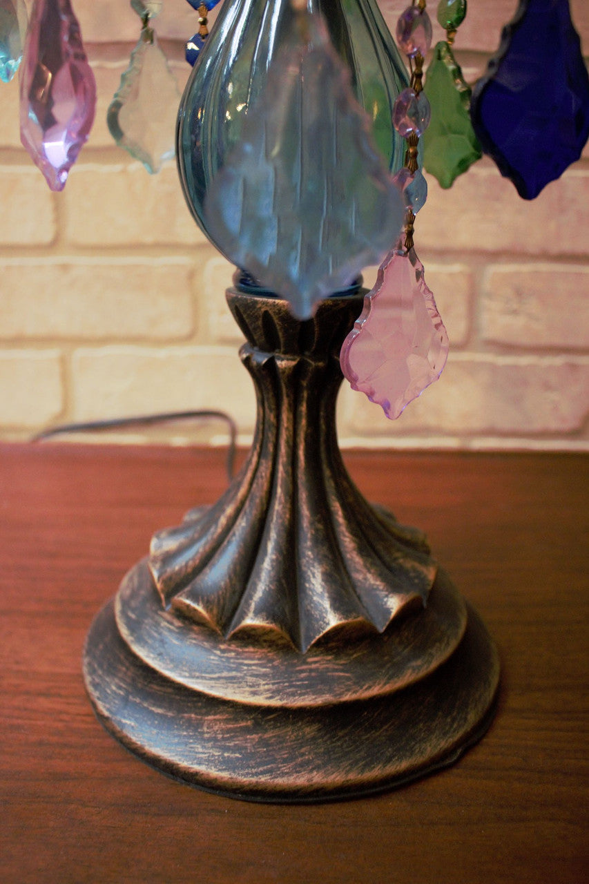 Bohemian Multicolored Crystal Candelabra Table Lamp