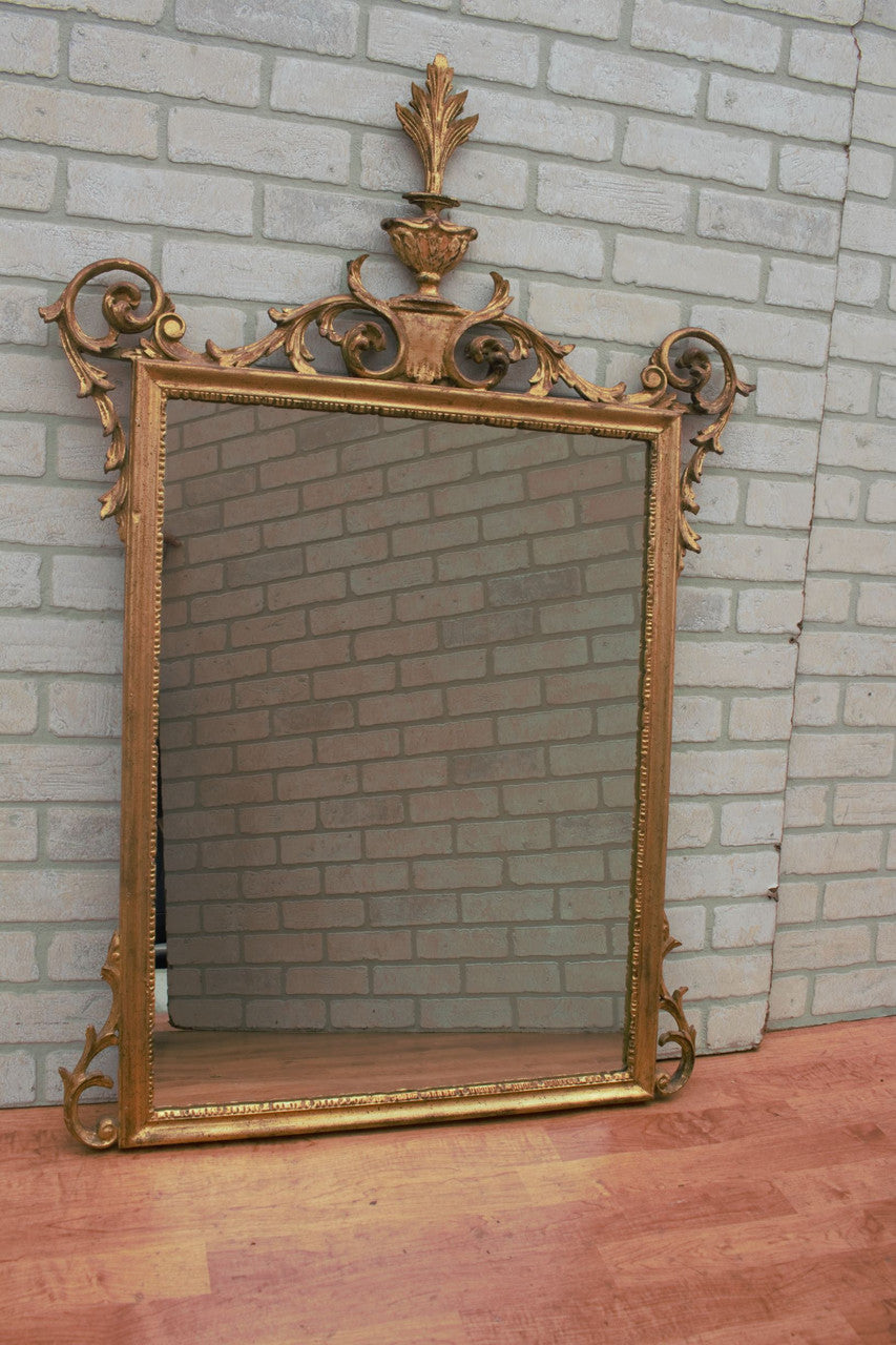 Antique Italian Ornate Carved Gold Leaf Wall Mirror