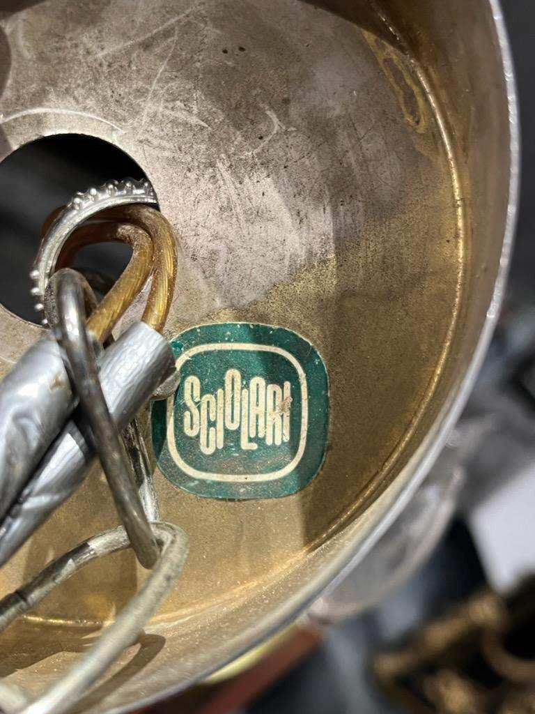 Mid Century Modern Gaetano Sciolari Brass and Chrome Pendant Light