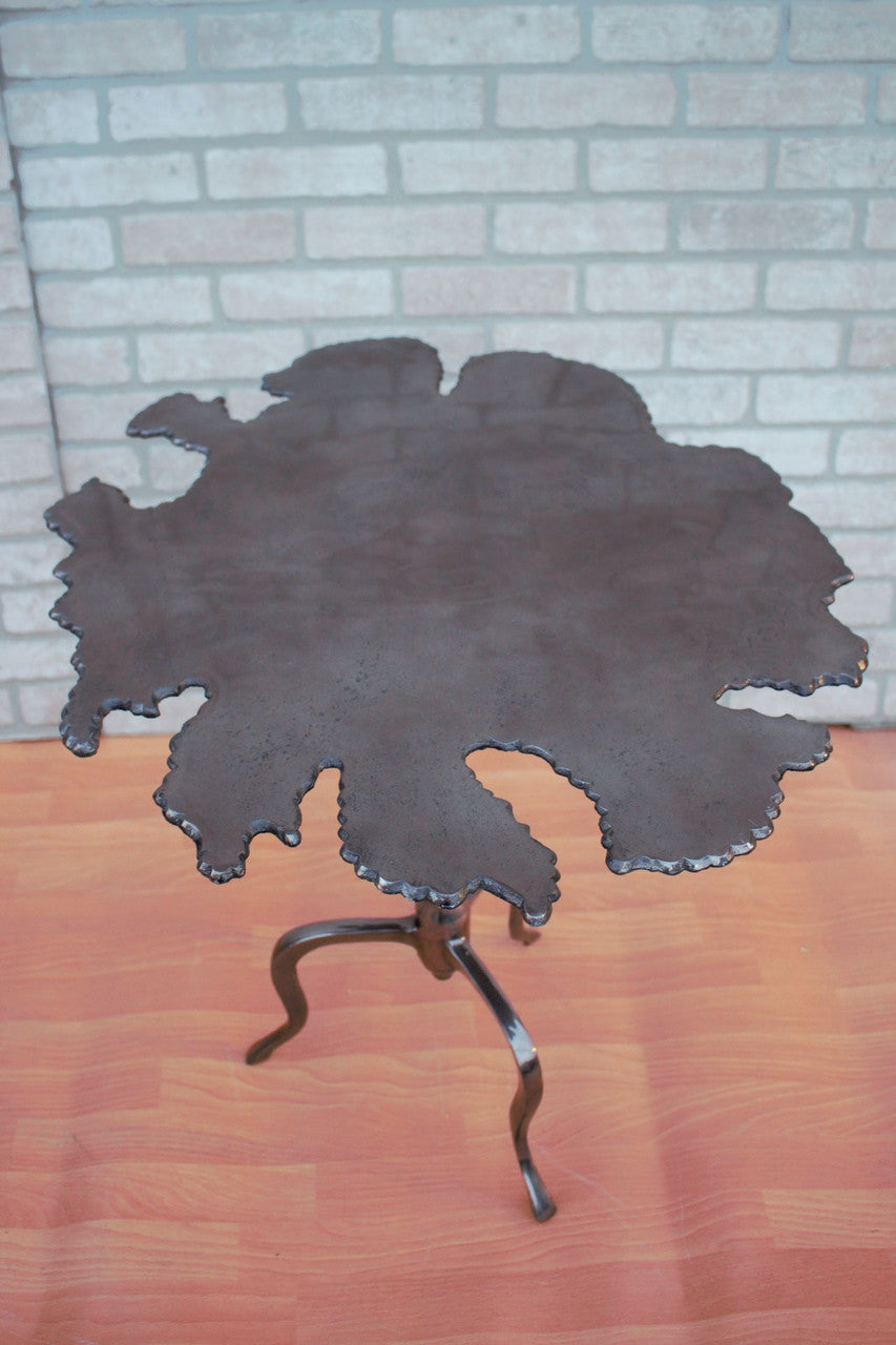 Contemporary Accent Table With Dark Gray Metal Base